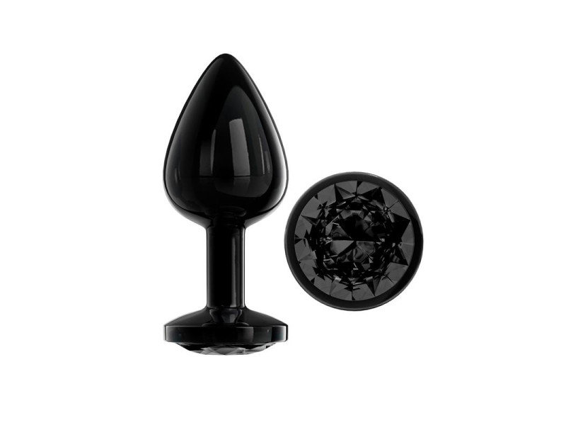 Blackgem Plug Anal Metalico con Joya Color Negro Talla M