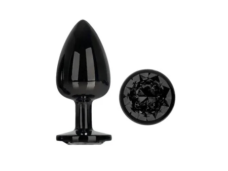 Blackgem Plug Anal Metalico con Joya Negro Talla L