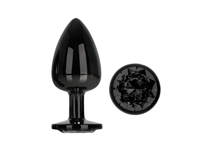 Blackgem Plug Anal Metalico con Joya Negro Talla L