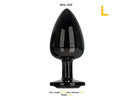 Blackgem Plug Anal Metalico con Joya Negro Talla L