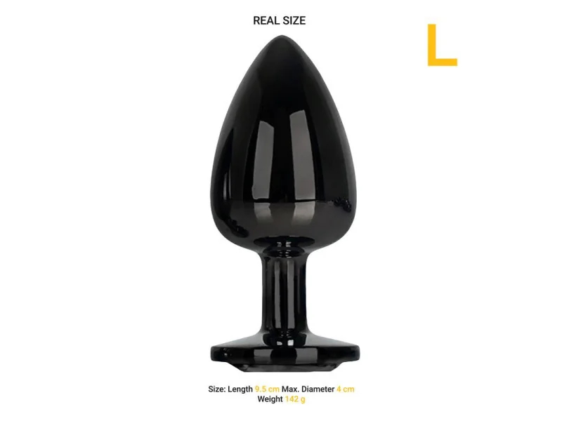 Blackgem Plug Anal Metalico con Joya Negro Talla L