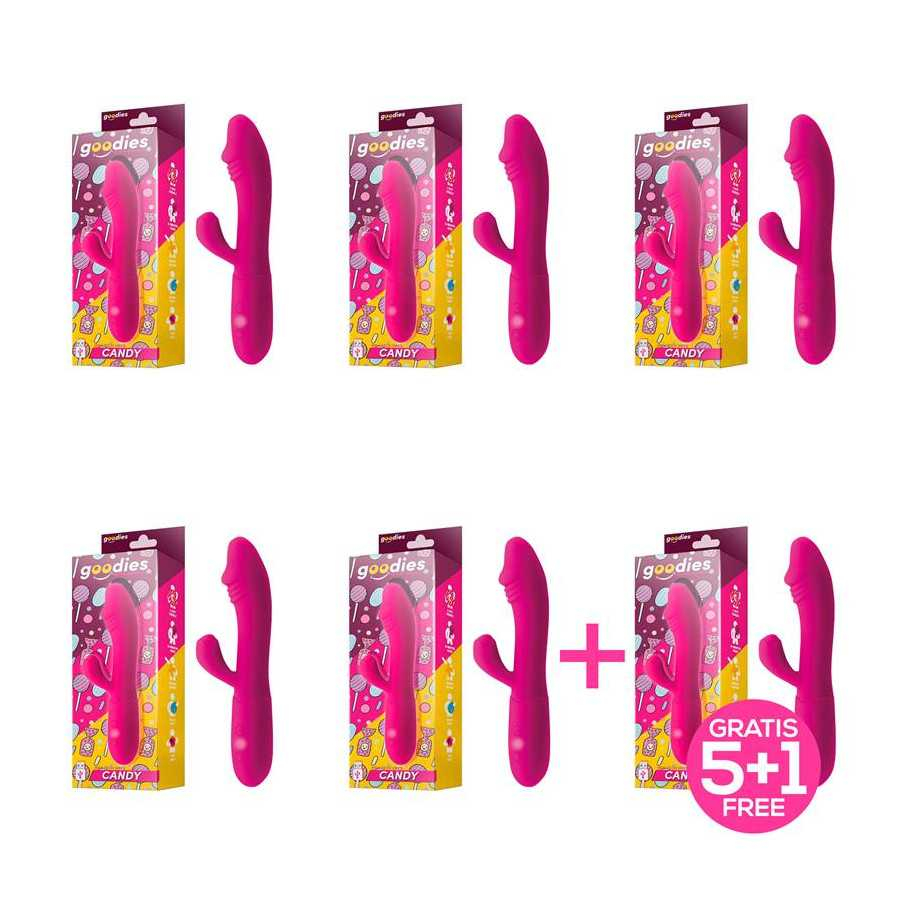 Pack 51 Candy Vibrador con Conejito Punto G USB Silicona Fucshia