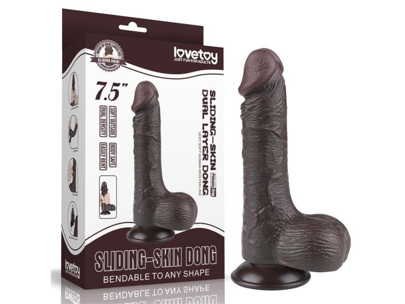 Dildo Dual Layer Piel Deslizante Retractil 75