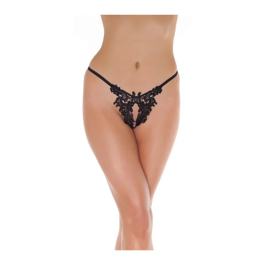 Rimba Amorable Tanga Abierto Color Negro Talla Unica