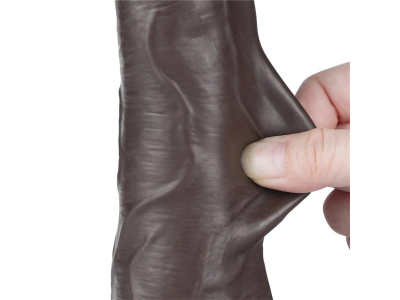 Dildo Dual Density Piel Deslizante Retractil 85