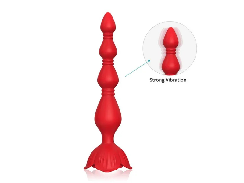 Cadena Anal con Vibracion Base de Rosa