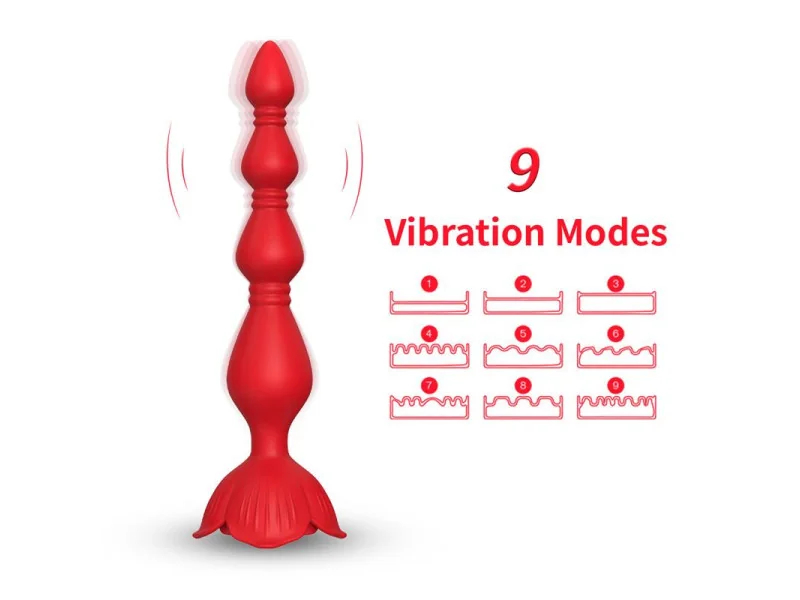 Cadena Anal con Vibracion Base de Rosa