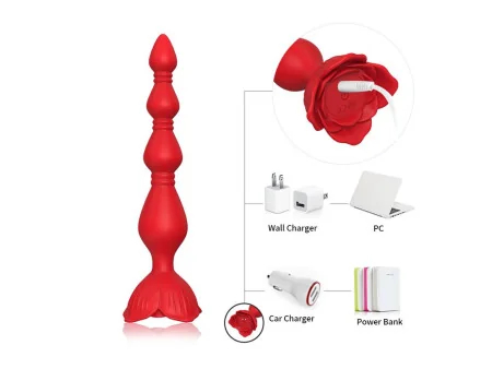 Cadena Anal con Vibracion Base de Rosa