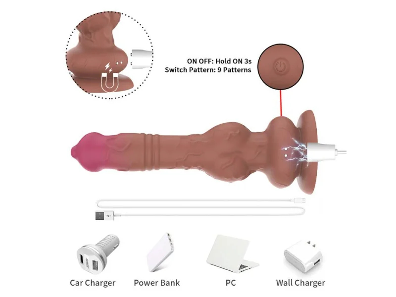 Dildo con Vibracion y Movimiento Thrusting
