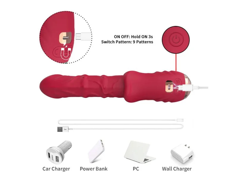 Vibrador con Calor y Movimiento Vertical con Pantalla Digital