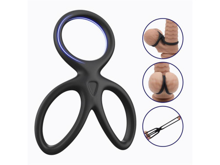 Anillo Triple Pene y Testiculos Silicona Liquida Flexible