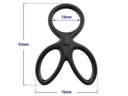 Anillo Triple Pene y Testiculos Silicona Liquida Flexible