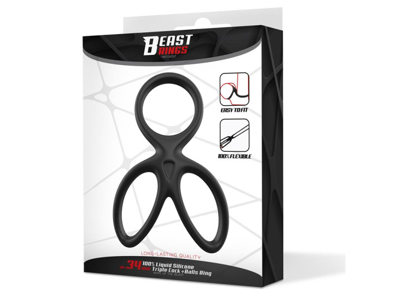 Anillo Triple Pene y Testiculos Silicona Liquida Flexible