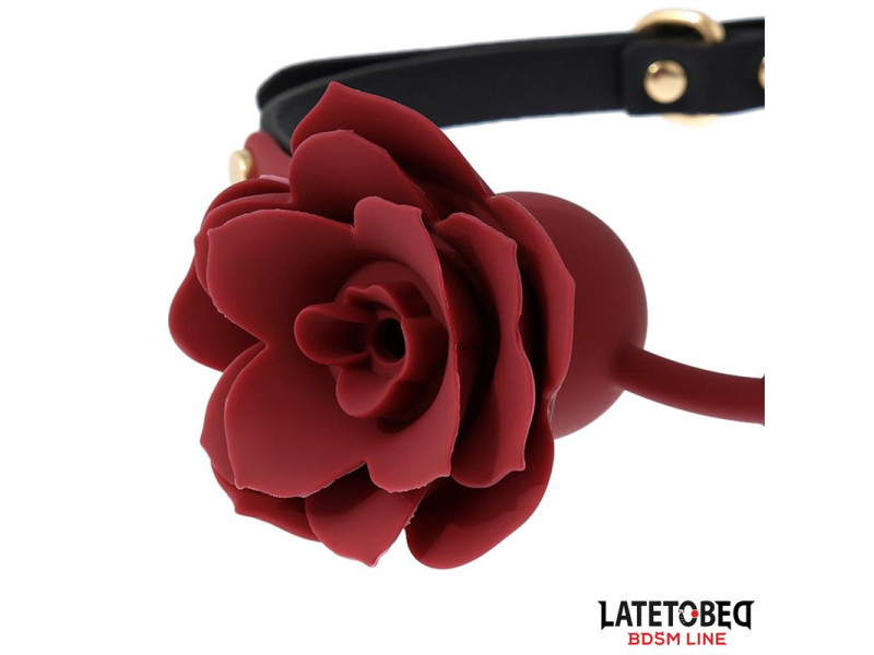 Mordaza Bola Silicona Transpitable Adorno Rosa Ajustable 47 56 cm