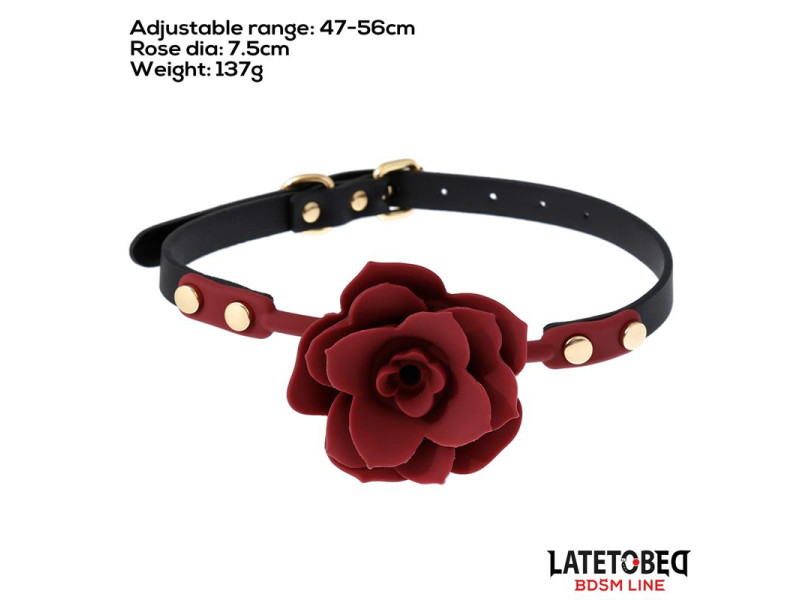 Mordaza Bola Silicona Transpitable Adorno Rosa Ajustable 47 56 cm