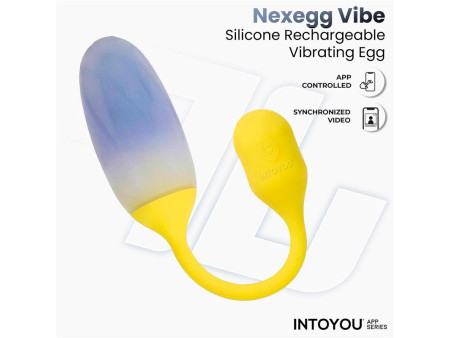NexEgg Huevo Vibrador Doble Capa Silicona App Amarillo Purpura