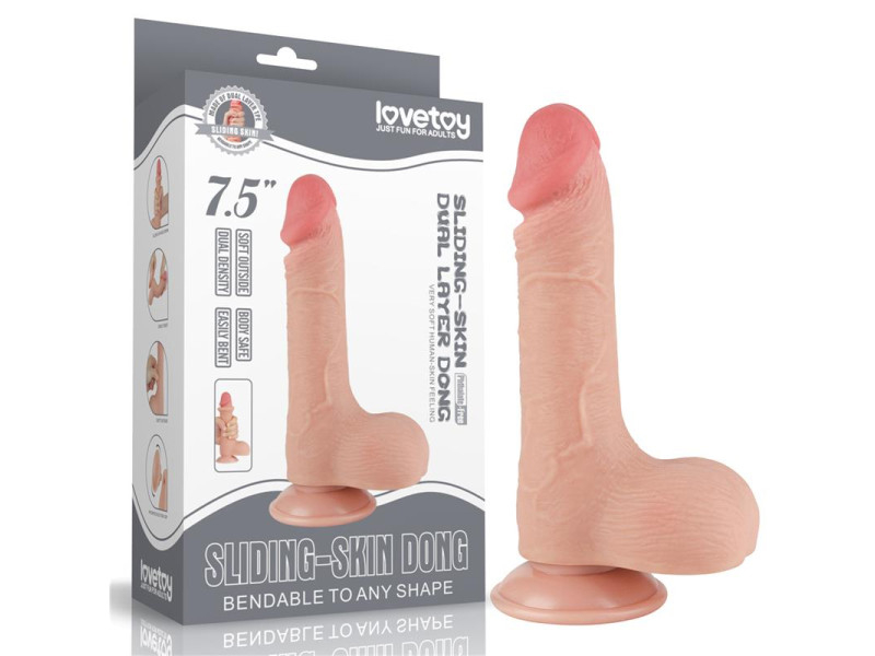 Dildo Dual Layer Piel Deslizante Retractil 75