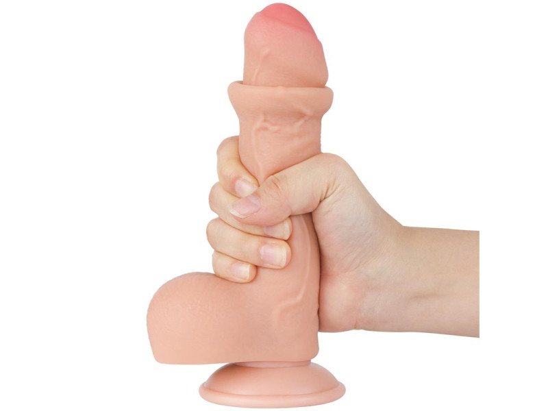 Dildo Dual Layer Piel Deslizante Retractil 7