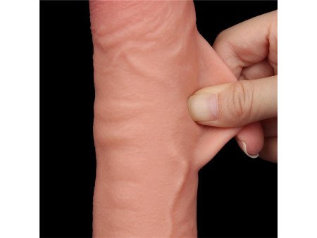 Dildo Dual Density Piel Deslizante Retractil 95