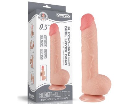 Dildo Dual Density Piel Deslizante Retractil 95