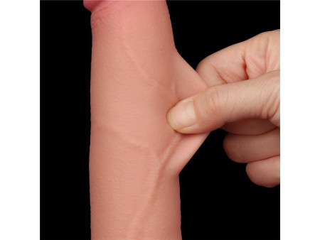 Dildo Dual Density Piel Deslizante Retractil 85