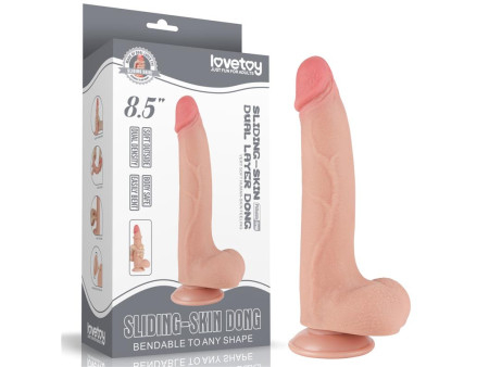 Dildo Dual Density Piel Deslizante Retractil 85