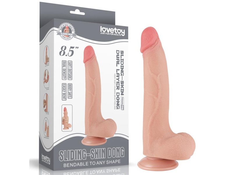 Dildo Dual Density Piel Deslizante Retractil 85