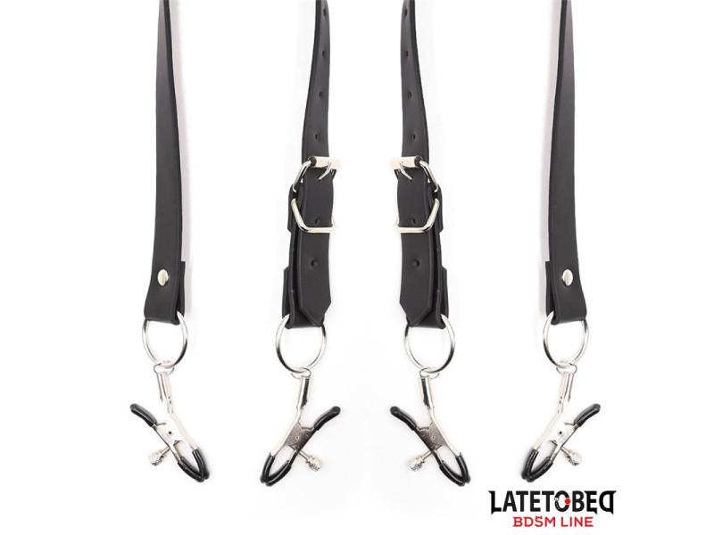 Correas de Bondage para Piernas con Pinzas para Clitoris