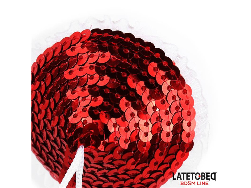 Pezoneras con Lentejuelas Rojas y Pompones Blancos
