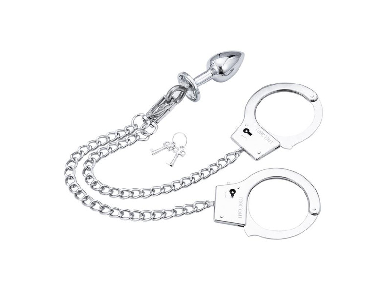 Esposas de Metal con Cadena y Plug Anal