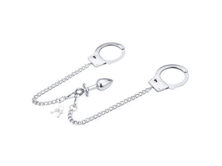 Esposas de Metal con Cadena y Plug Anal