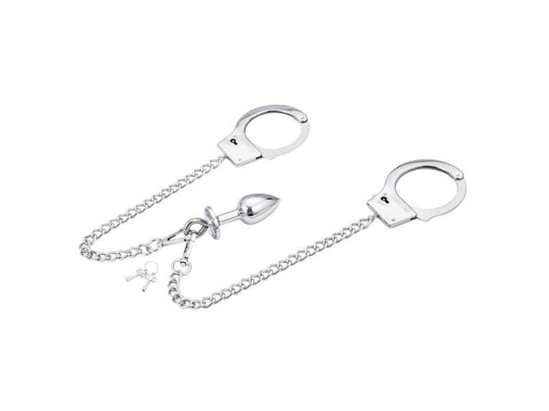 Esposas de Metal con Cadena y Plug Anal