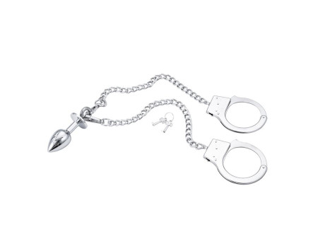 Esposas de Metal con Cadena y Plug Anal