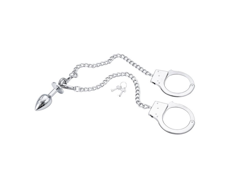 Esposas de Metal con Cadena y Plug Anal