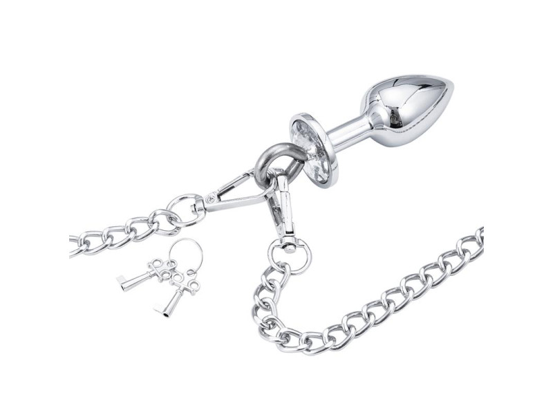 Esposas de Metal con Cadena y Plug Anal