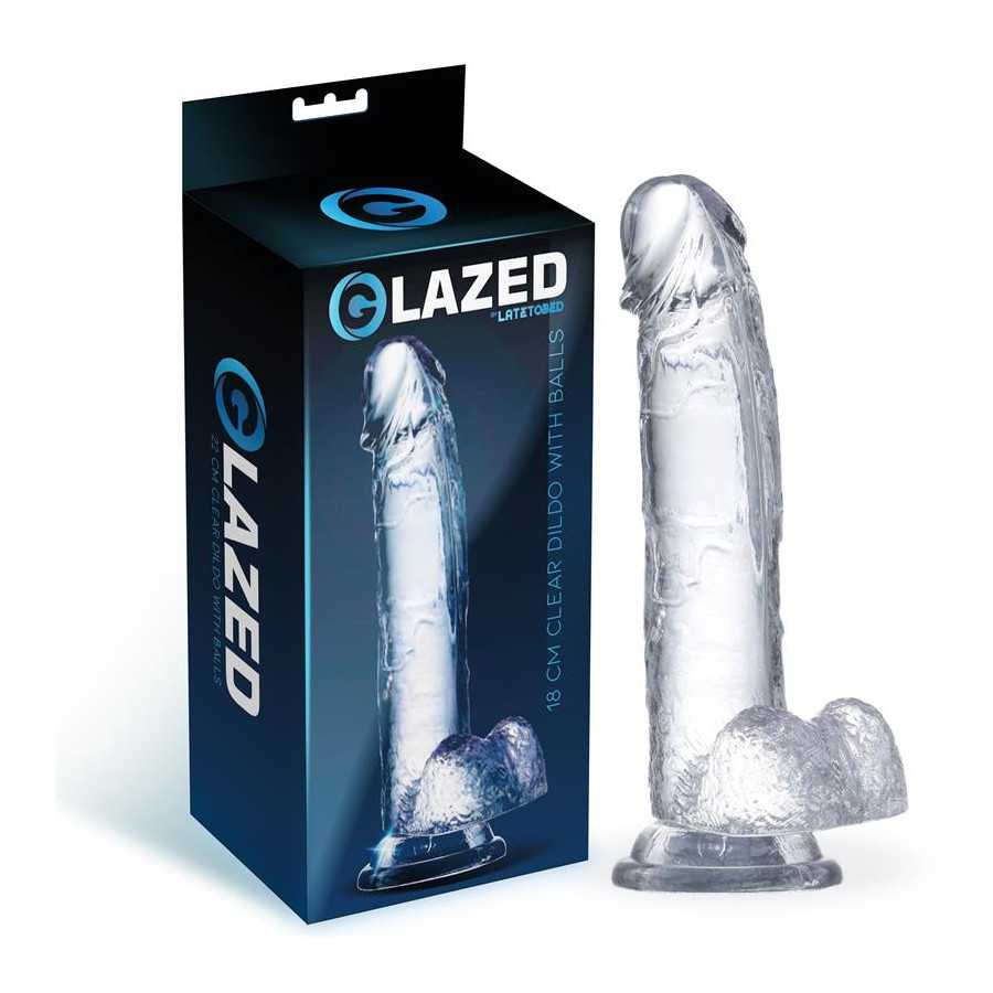 Dildo Realista con Testiculos Material Cristalino 18 cm