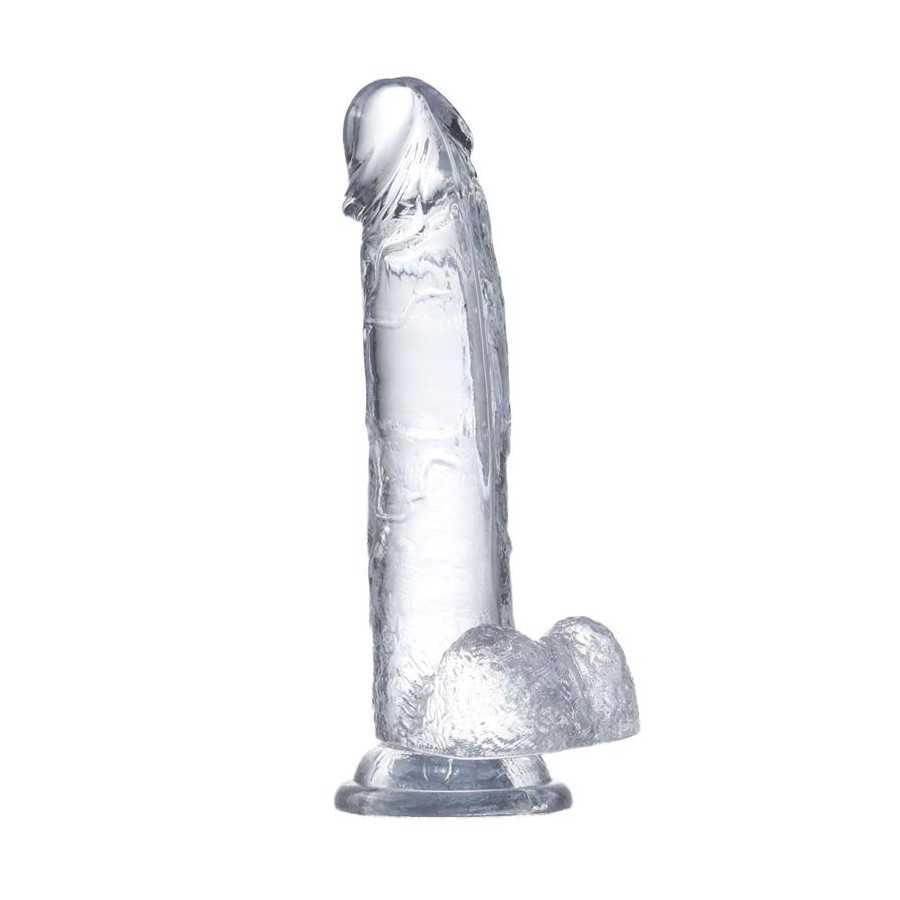 Dildo Realista con Testiculos Material Cristalino 18 cm