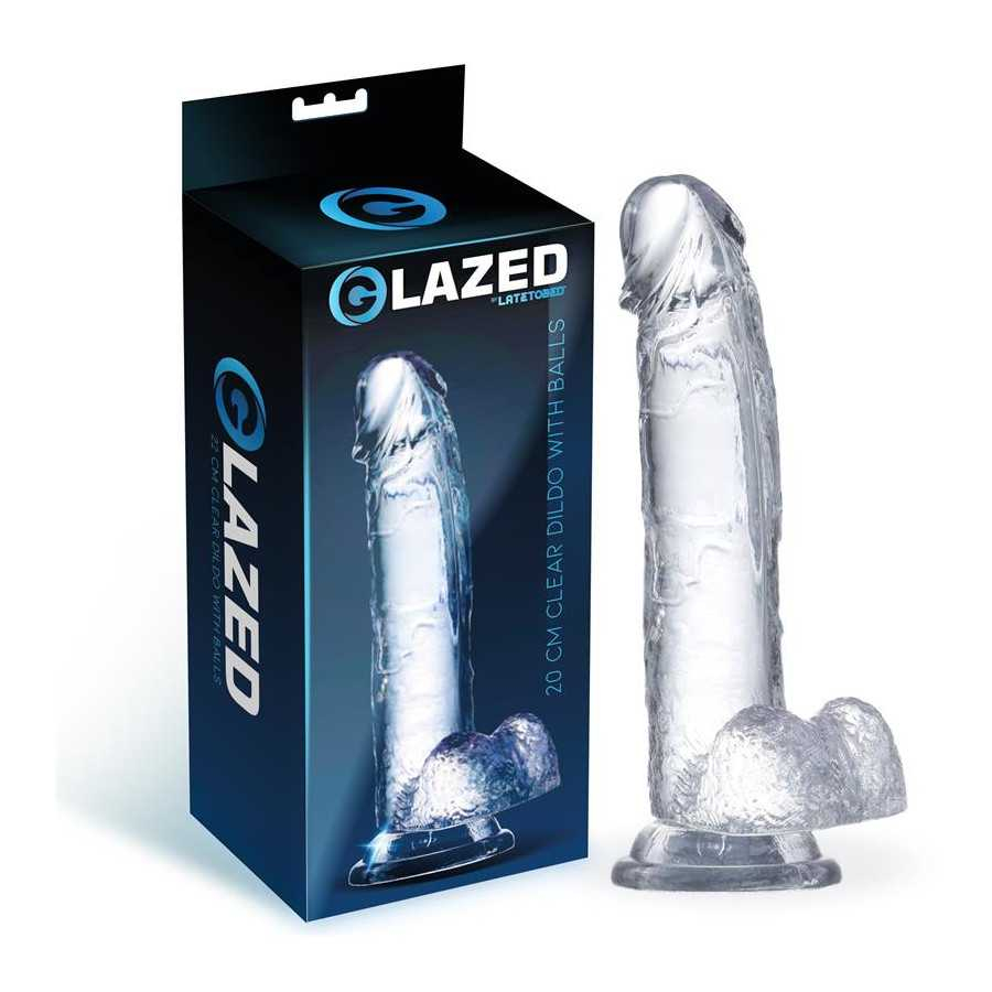 Dildo Realista con Testiculos Material Cristalino 20 cm