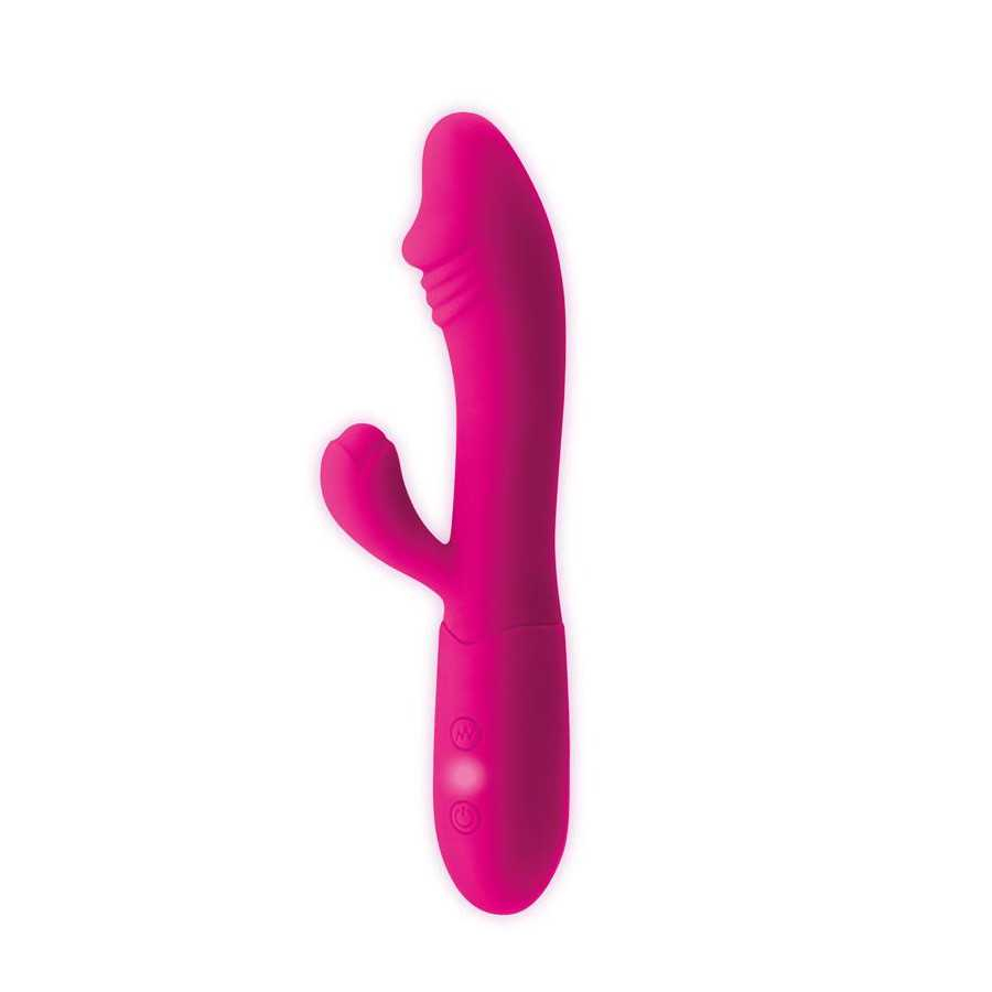 Candy Vibrador con Conejito Punto G USB Silicona Fucshia