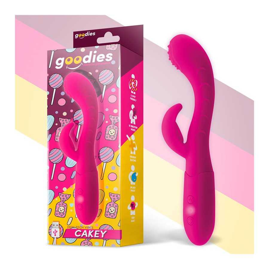 Cakey Vibrador Punto G y Conejito USB Silicona Fuchsia