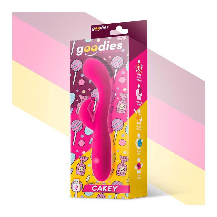 Cakey Vibrador Punto G y Conejito USB Silicona Fuchsia