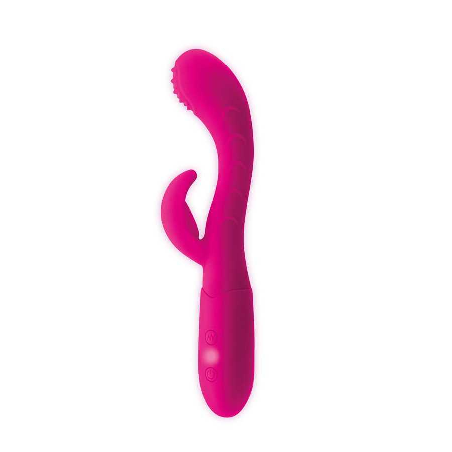 Cakey Vibrador Punto G y Conejito USB Silicona Fuchsia