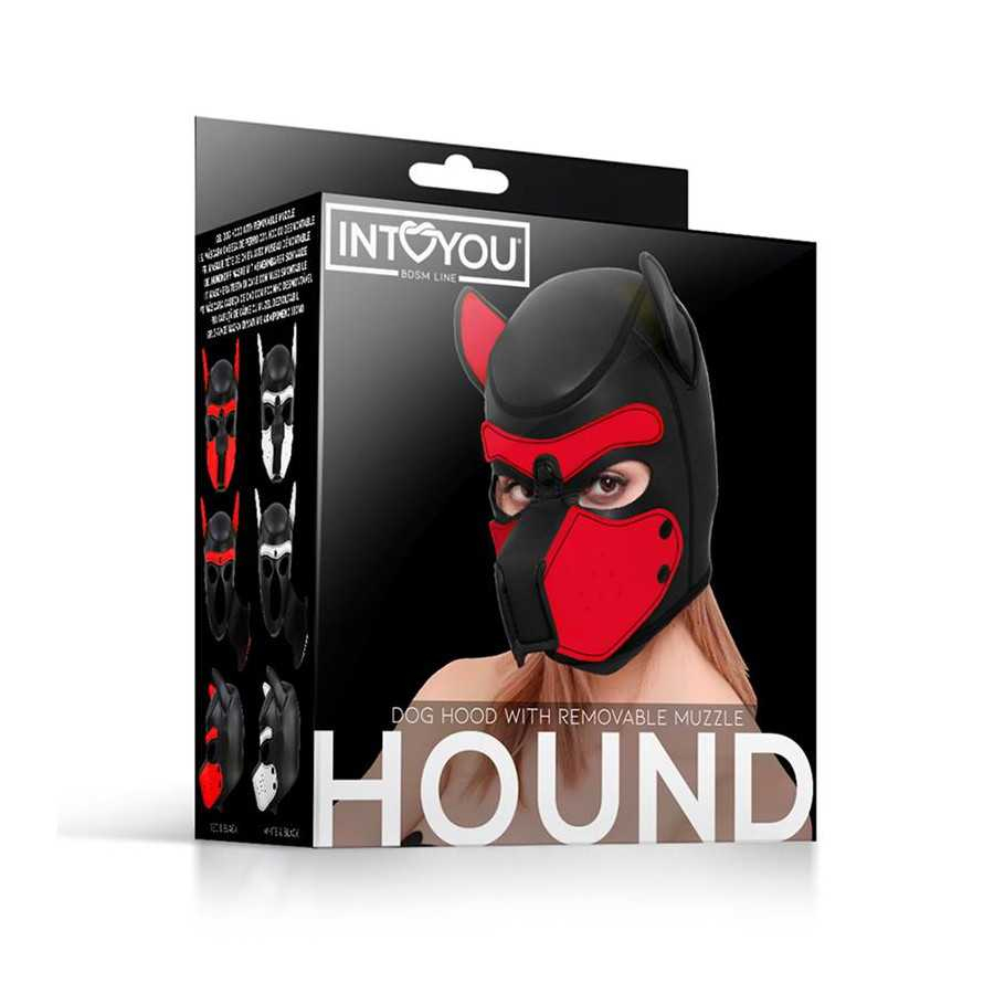 Hound Mascara de Perro Neopreno Hocico Extraible Negro Rojo Talla Unica