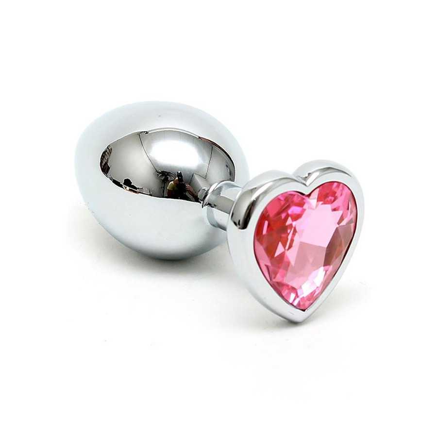 Plug Anal Acero Inox Cristal Corazon Rosa