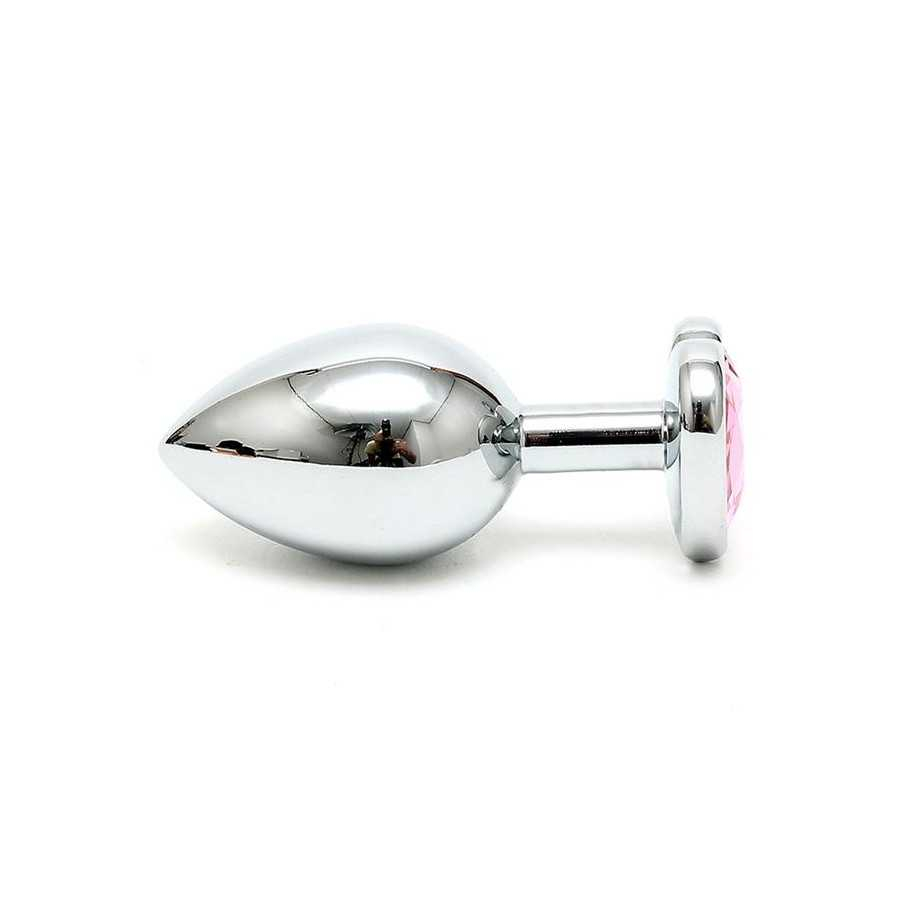 Plug Anal Acero Inox Cristal Corazon Rosa