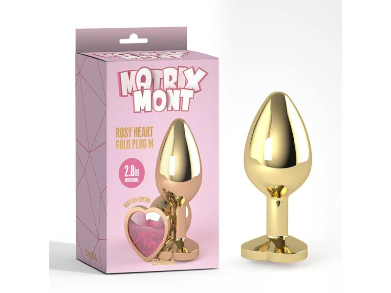 Rosy Heart Plug Anal dorado con Joya Talla M