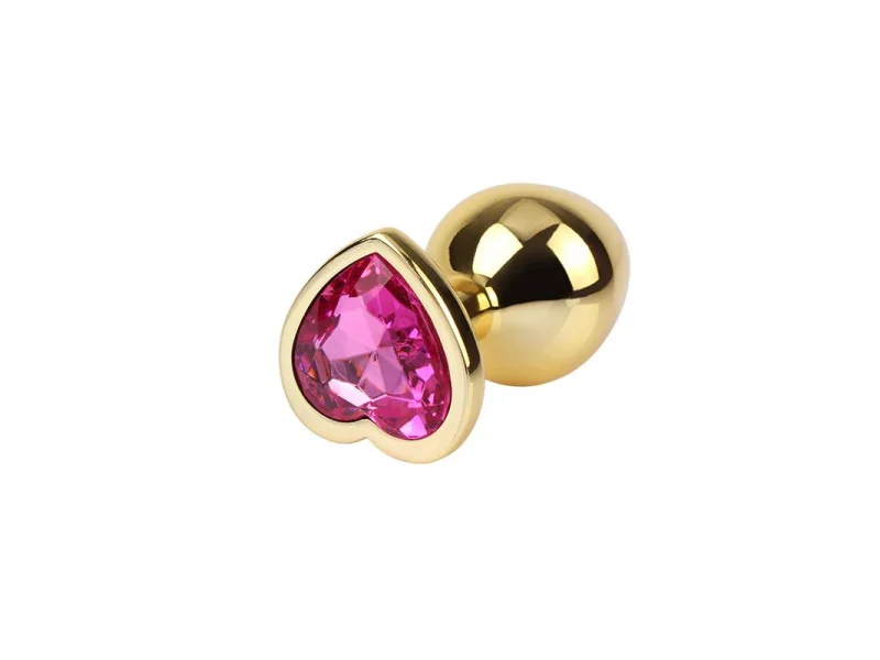 Rosy Heart Plug Anal dorado con Joya Talla M