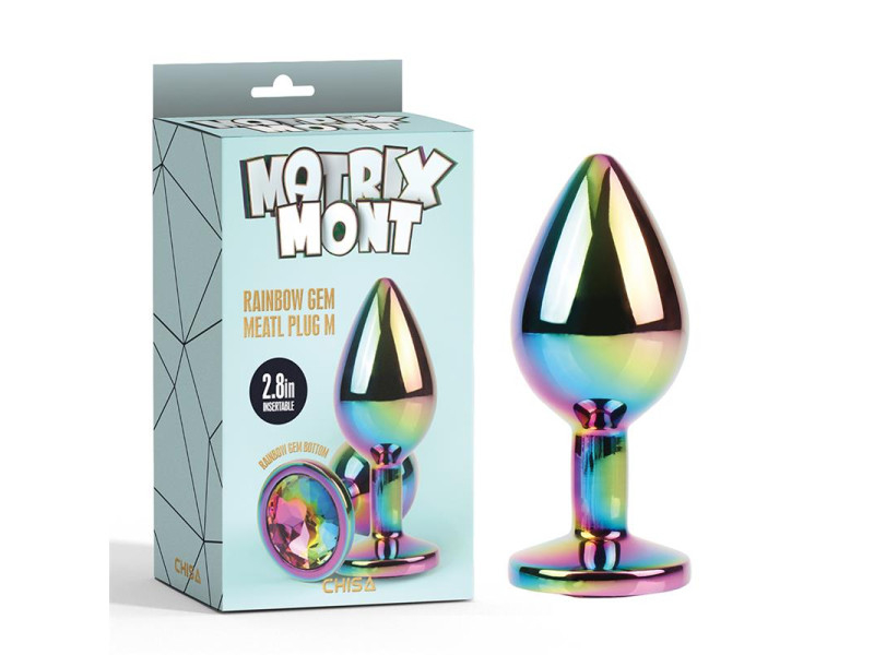 Rainbow Gem Plug Anal Multicolor con Joya Talla M