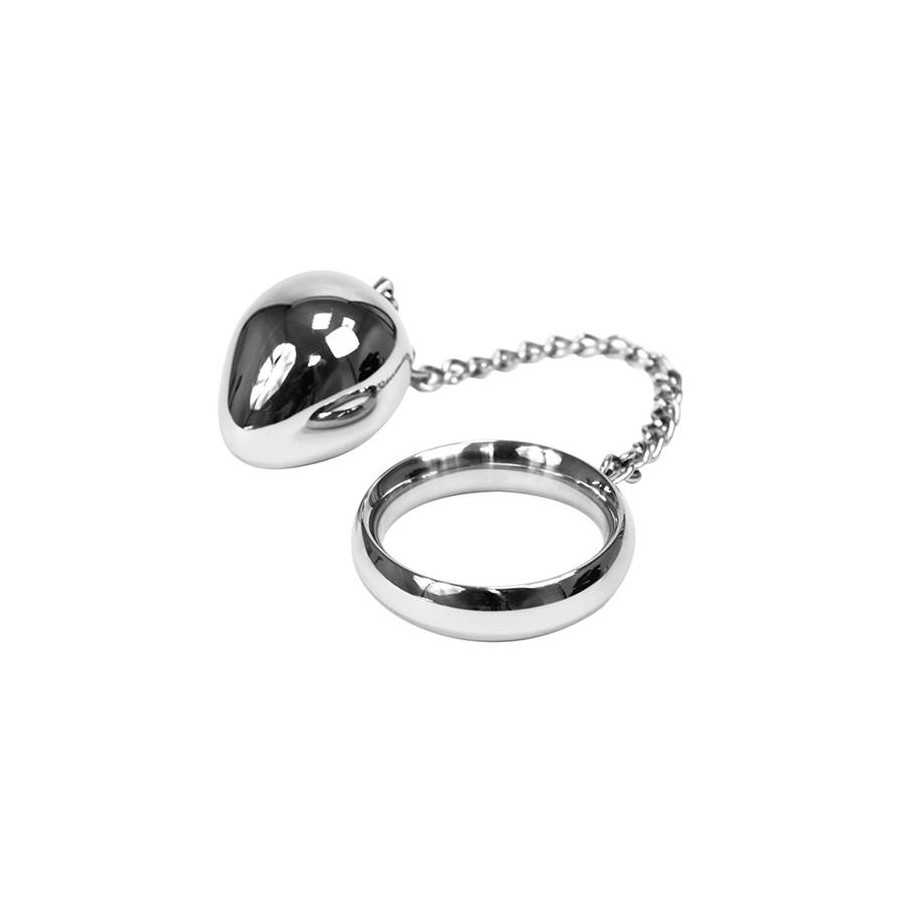 Anillo Pene con Huevo Anal Acero Inox 40mm