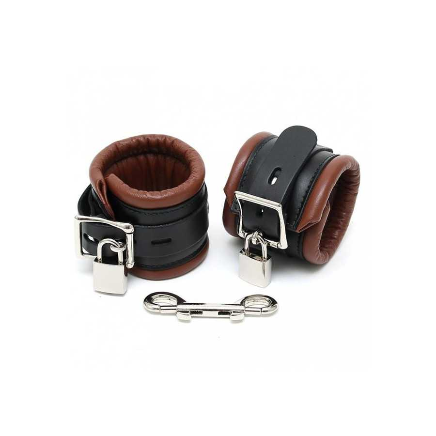 Esposas para Pies Cuero Negro y Marron 7cm Candados